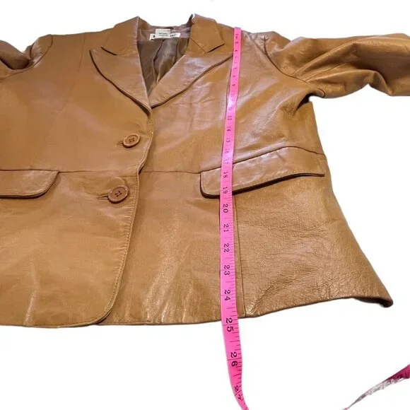 Vintage Bagatelle Leather Mid Century Carmel Tan Jacket Ladies MED